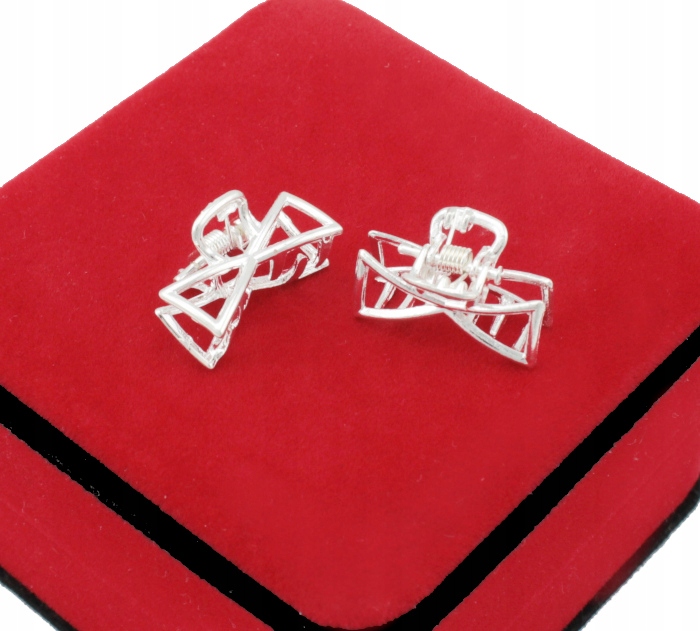 

Klamerki Do Włosów Srebrne Kokardki Metalowe 2 Szt