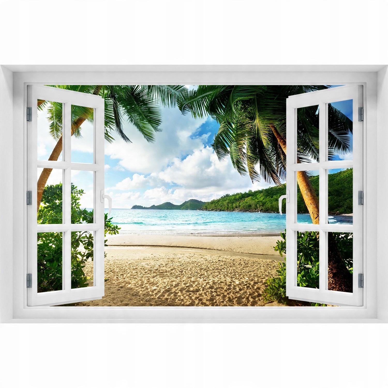 

3D Okno Naklejka na ścianę Palmy na plaży 120x80