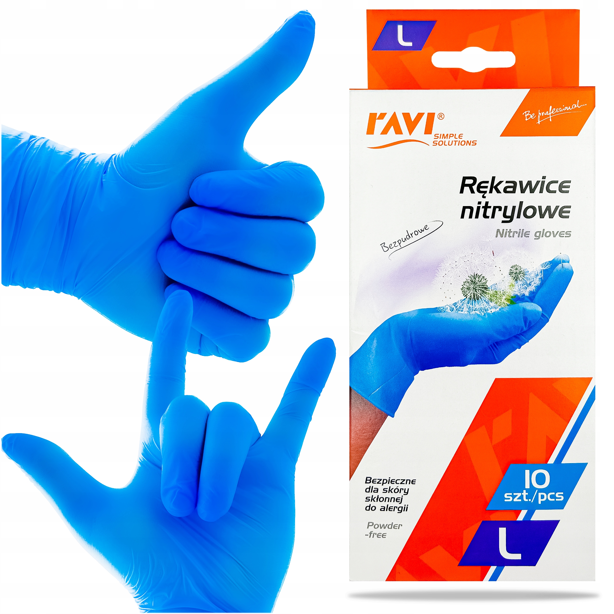 

Rękawiczki Nitrylowe Jednorazowe L Mocne 10szt