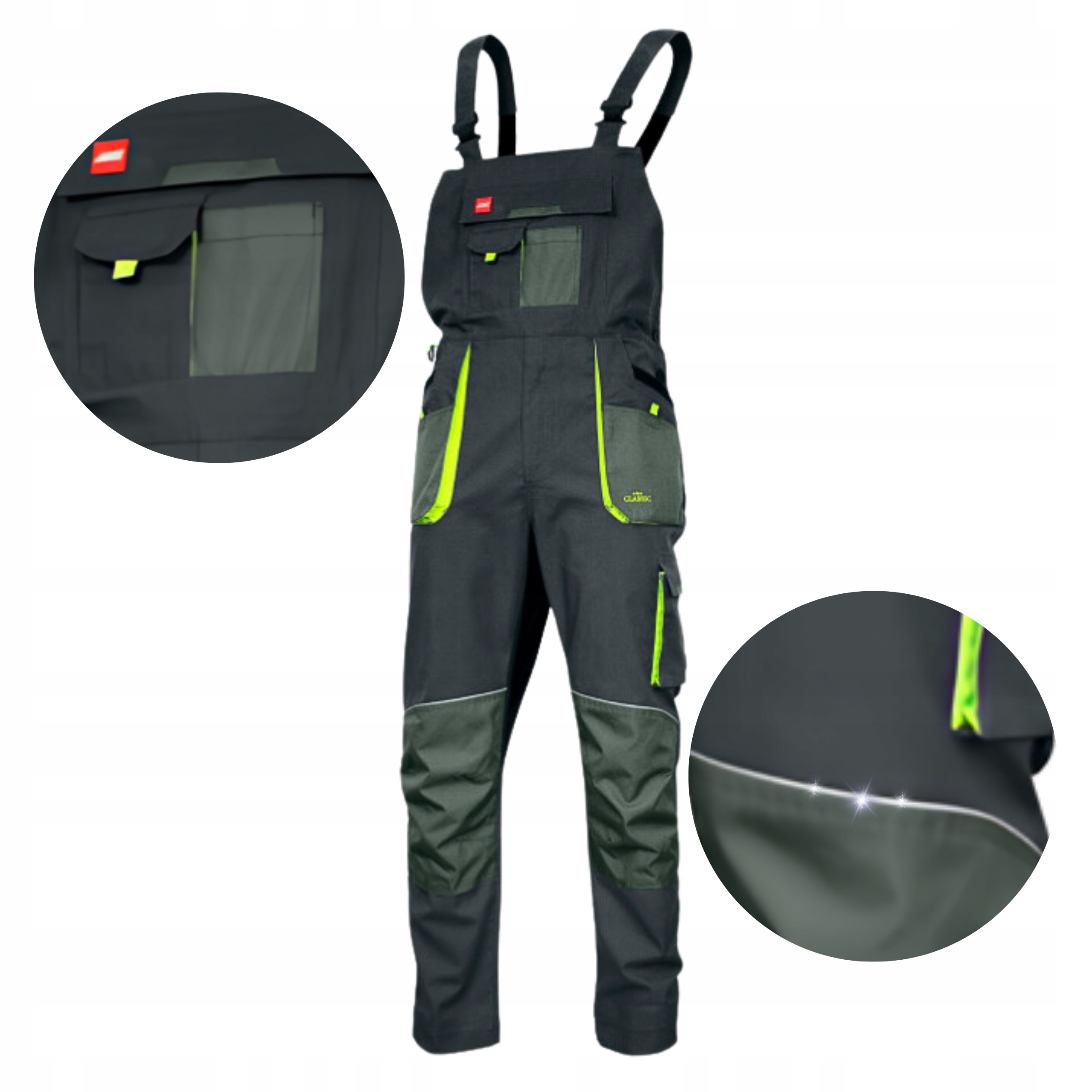 Spodnie Ogrodniczki Robocze Elastyczne męskie Wytrzymałe Stretch Slim Bhp