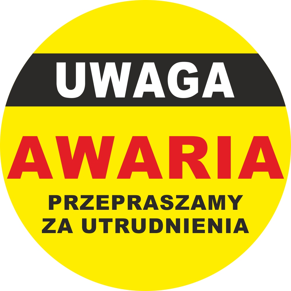 

Naklejka informacyjna Uwaga Awaria 20 cm