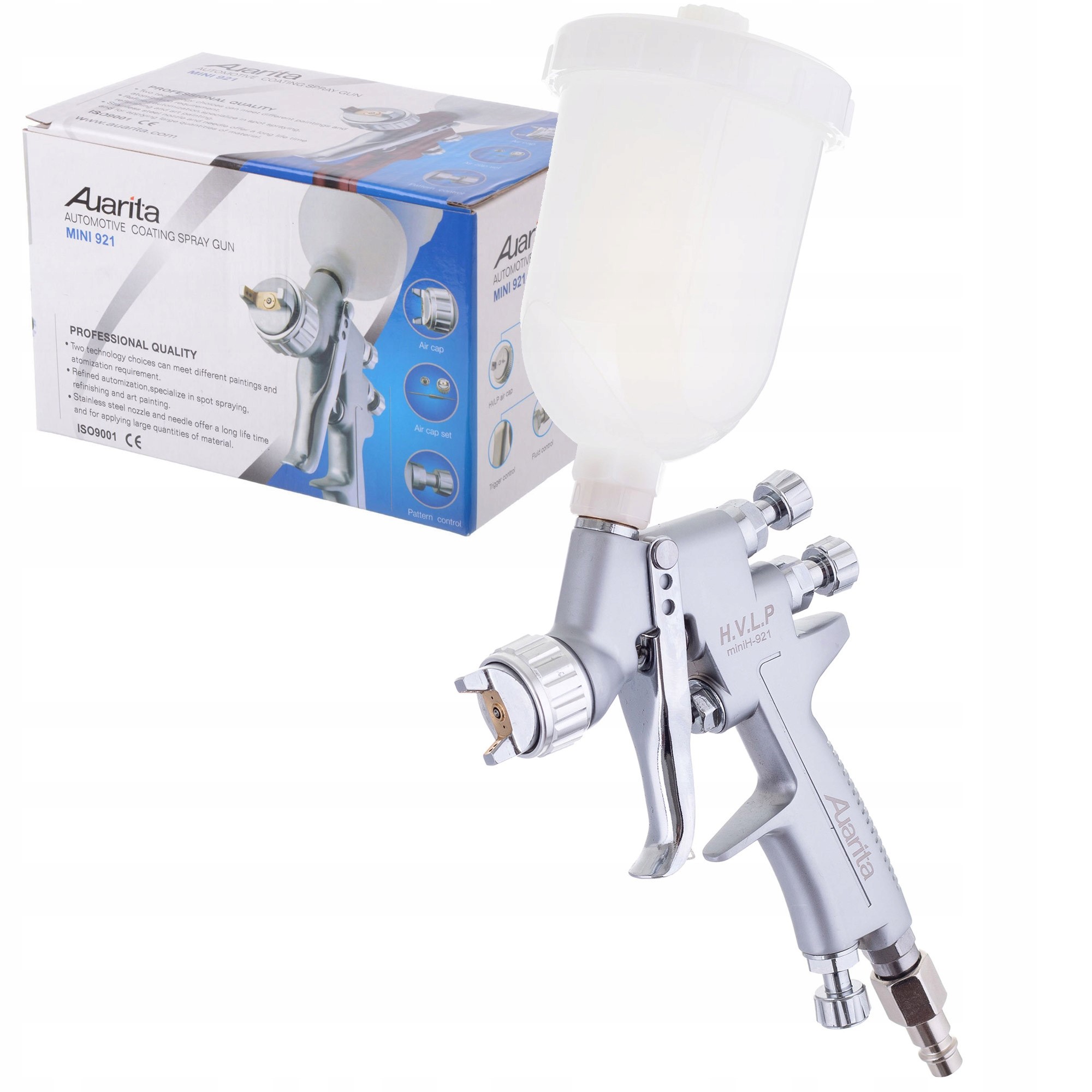 Lakovacia Pištoľ Mini Hvlp 0,5 MM, Nádržka 250 ML Na Maltové Malty