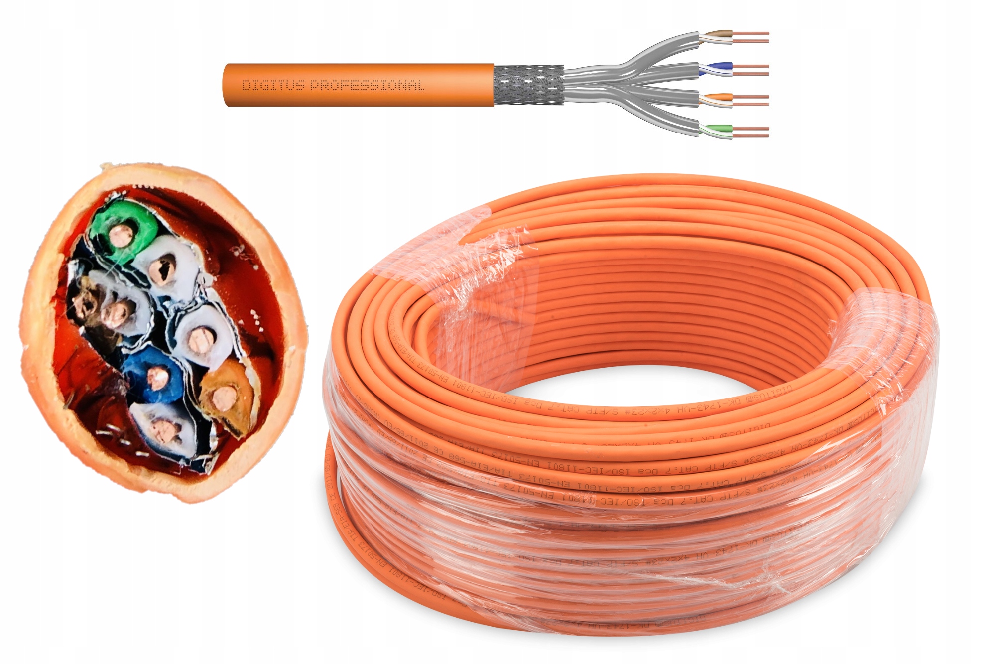 Internetový kábel Lan krútená dvojlinka AWG23 S/ftp kat.7 drôt 100 m