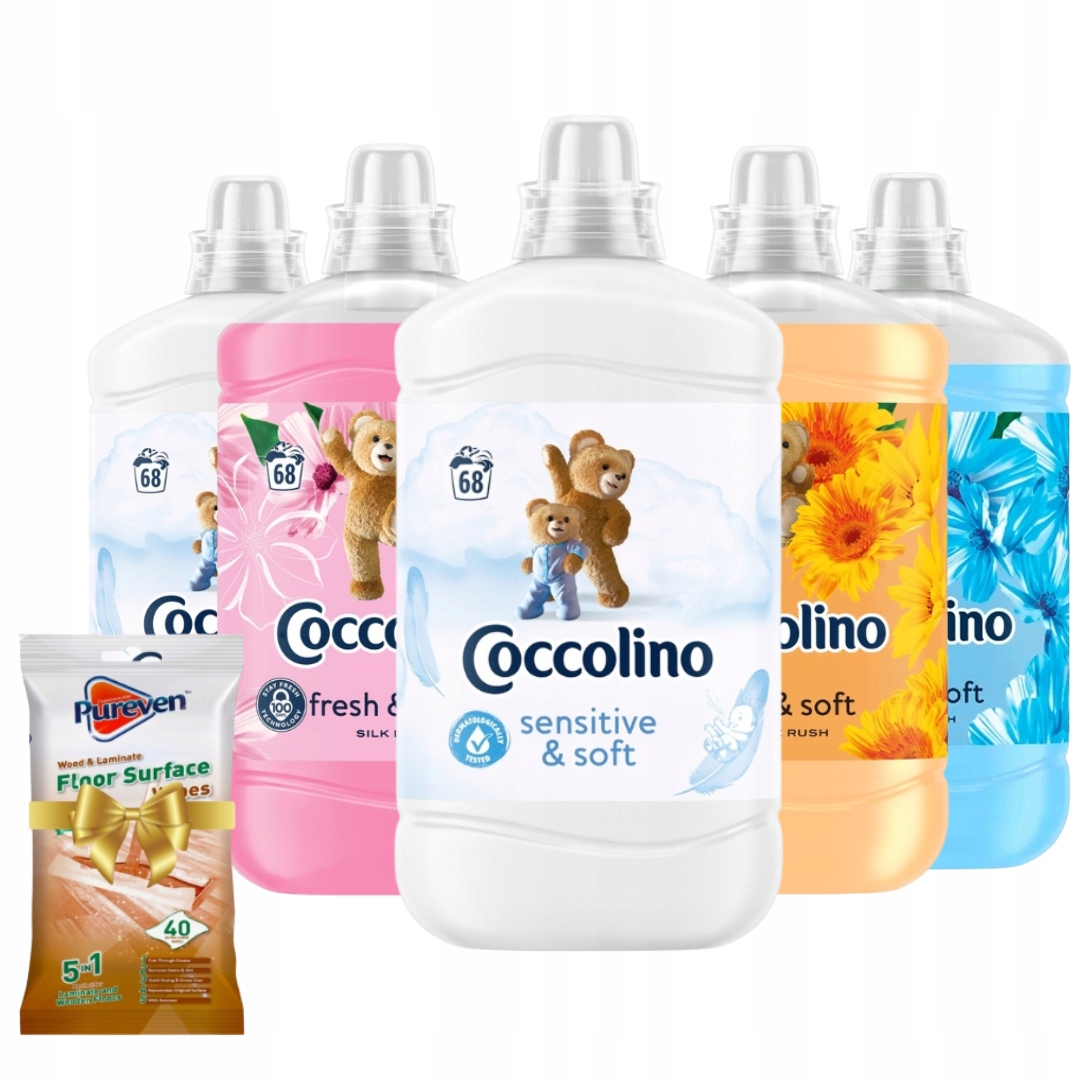 Coccolino tekutá aviváž Fresh & Soft Sada 5x1,7L 340pr Dárek