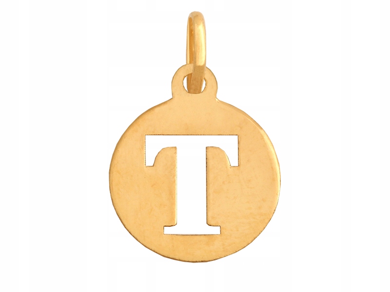 Zlatý přívěsek 585 písmenko T kruh 0,40 g Dárek