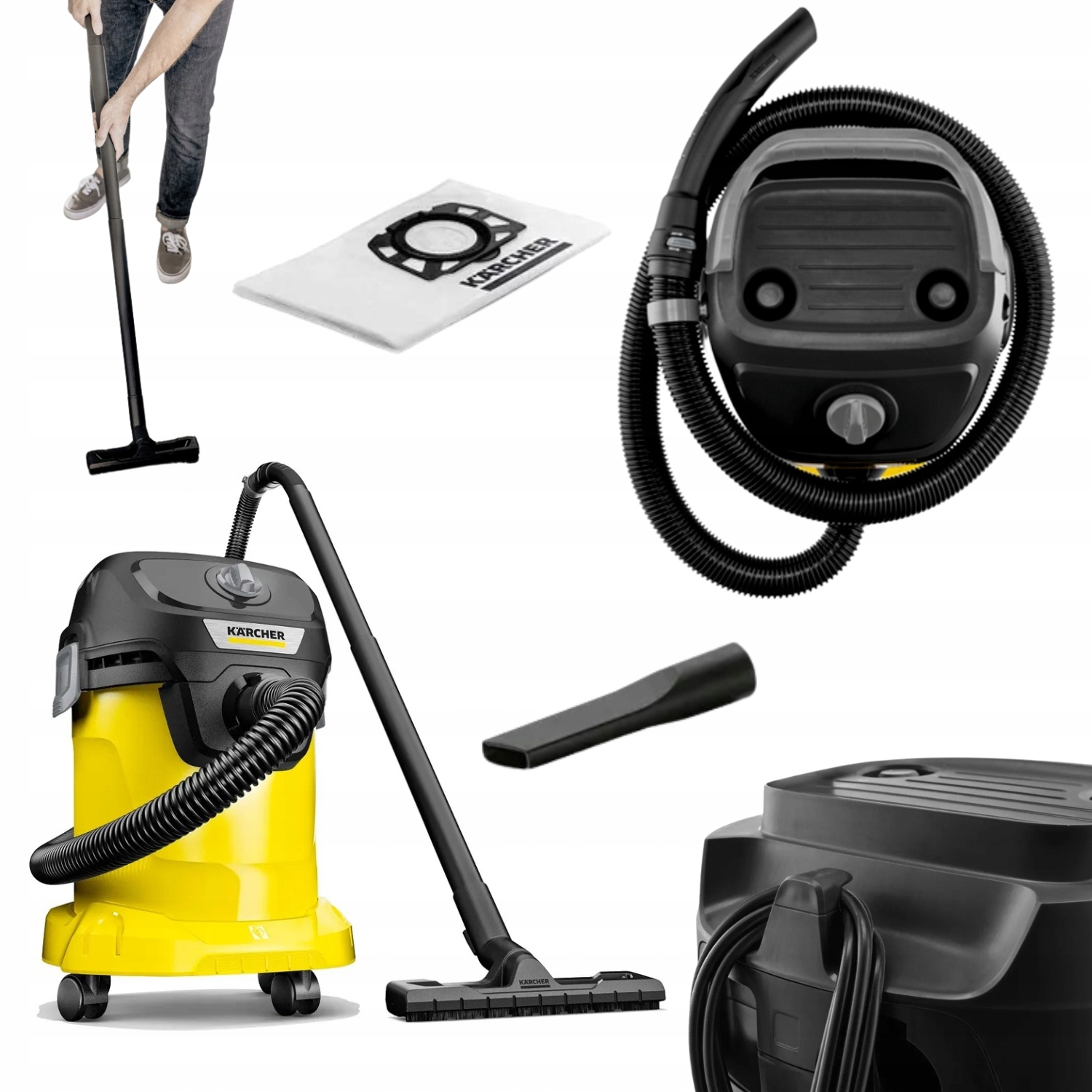Odkurzacz Przemysłowy Karcher KWD3 Mocny 1000W Budowlany 17L