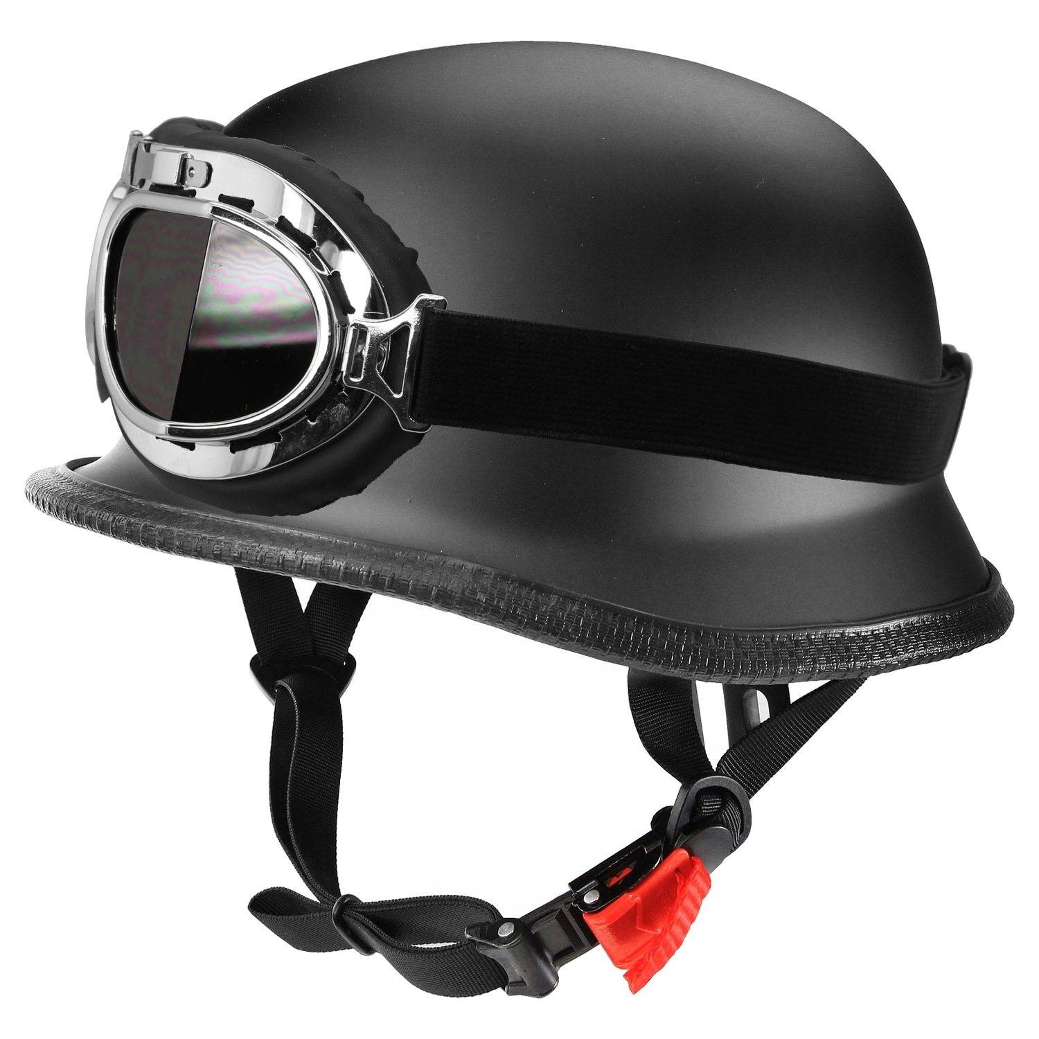 L Kask Motocyklowy Chopper Czarny Hełm Niemiecki Weteran Orzeszek Delux