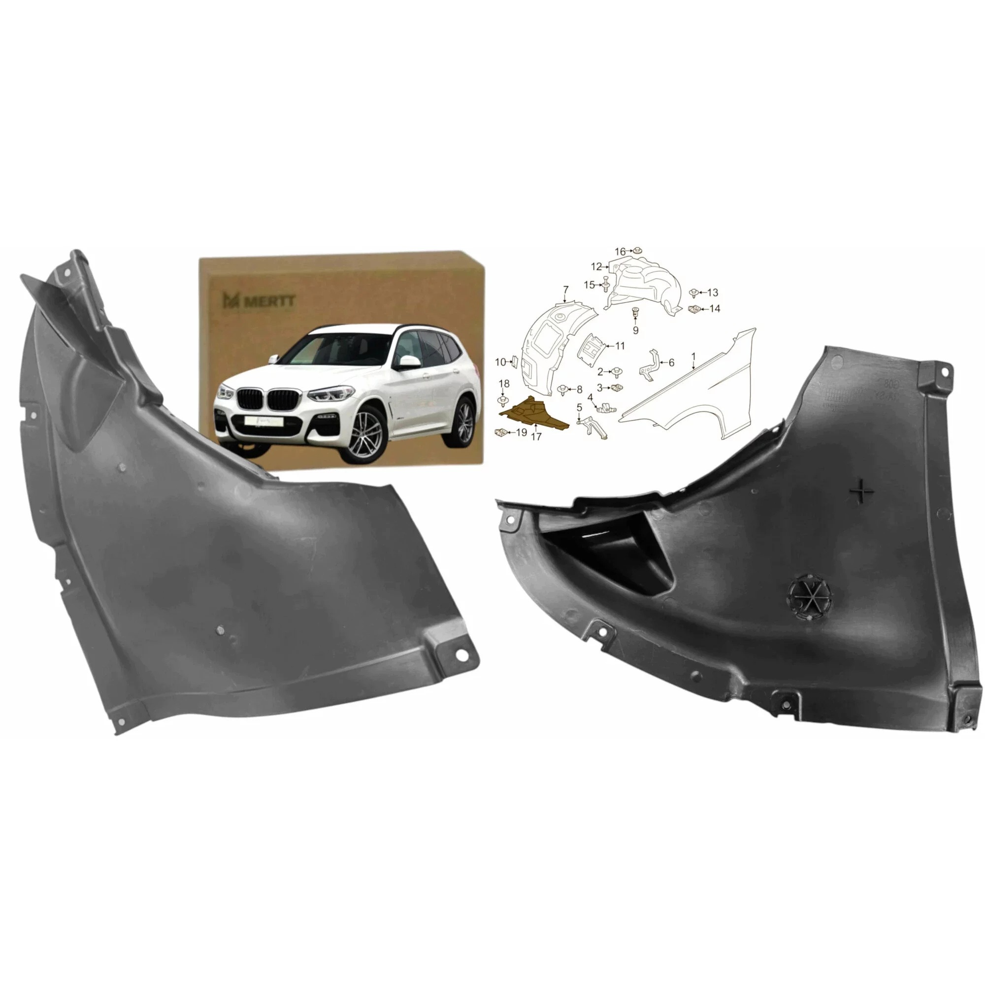 Bmw X3 G01 X4 G02 2017- Kolo Spoiler Trojúhelník Nárazníku Levý Pravý