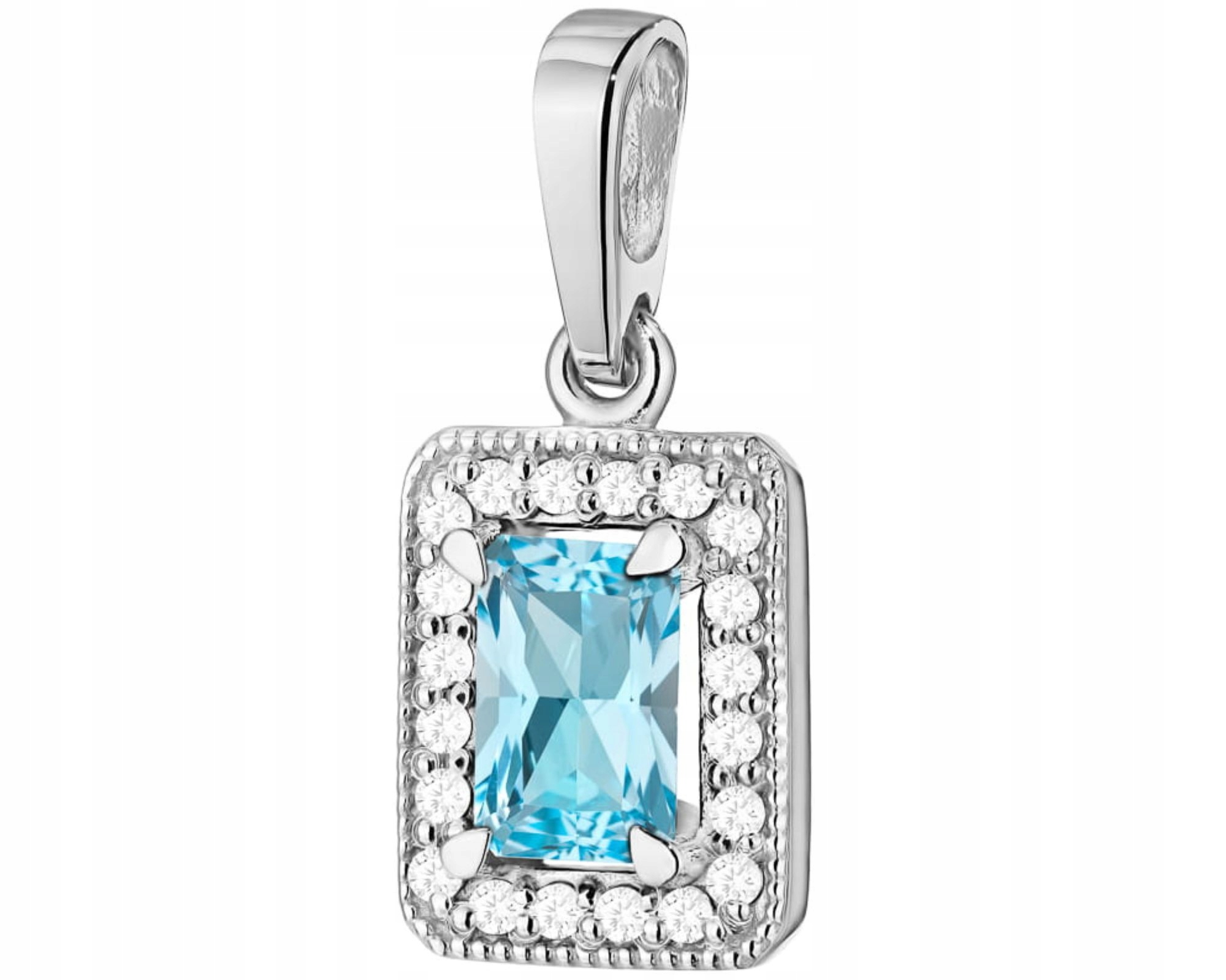 Bílé Zlato Přívěsek Přírodní Kámen Topaz Diamanty 585 Dárek