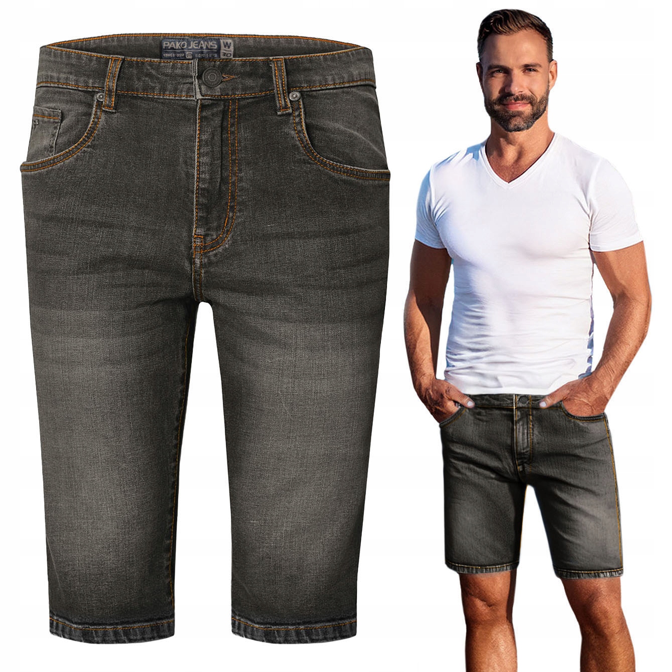 Kraťasy Denim Samot Šortky Černé Sprané 39 Pako Jeans