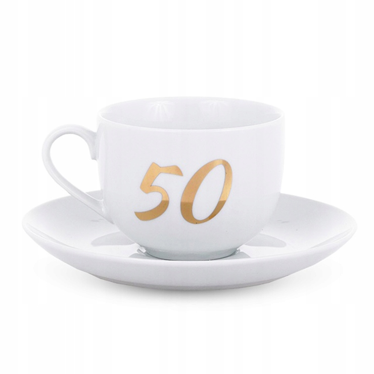 KPL. 2 FILIŻANEK GOLD NA RAFII - 50 ROCZNICA ŚLUBU Marka Degras