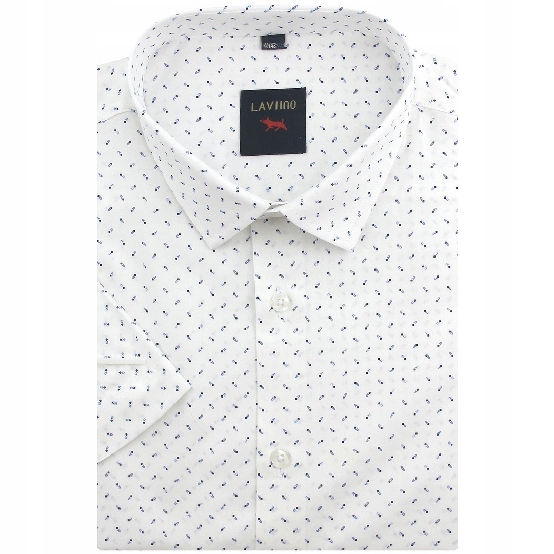 Koszula Męska Wizytowa Biała we Wzorki Duża Laviino R237