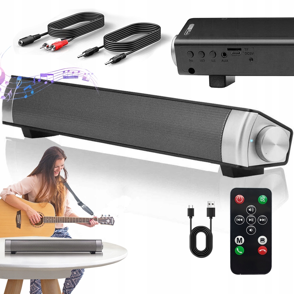 Bluetooth 5.0 Soundbar S Dálkovým Ovládáním A Mikrofonem 10W Ultra Tenký 1800MAH