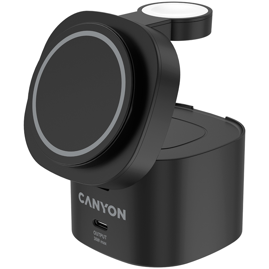 Canyon Bezdrôtová nabíjacia stanica 4v1 30 W s káblom 1 m čierna
