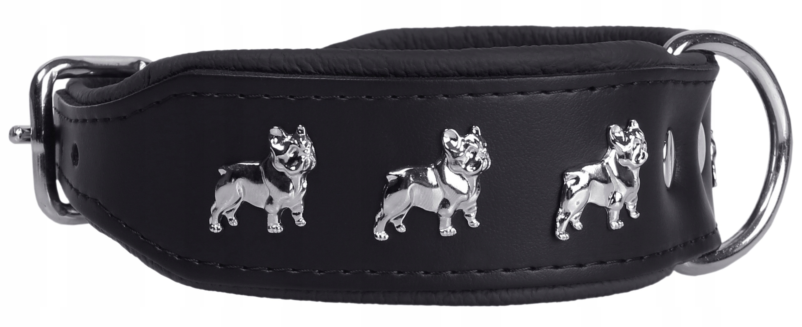 

Czarna obroża Bulldog Francuski 40mm/45 cm