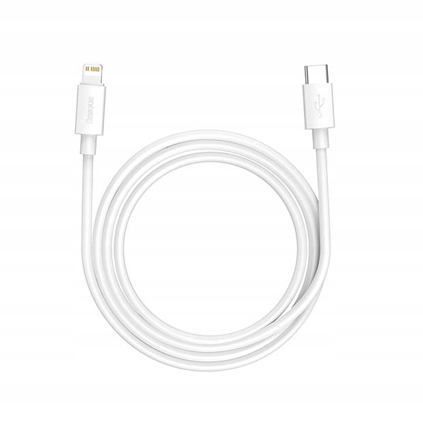 BASEUS ŁADOWARKA SIECIOWA ZASILACZ KOSTKA 20W Z KABLEM USB-C LIGHTNING 1M Kolor biały