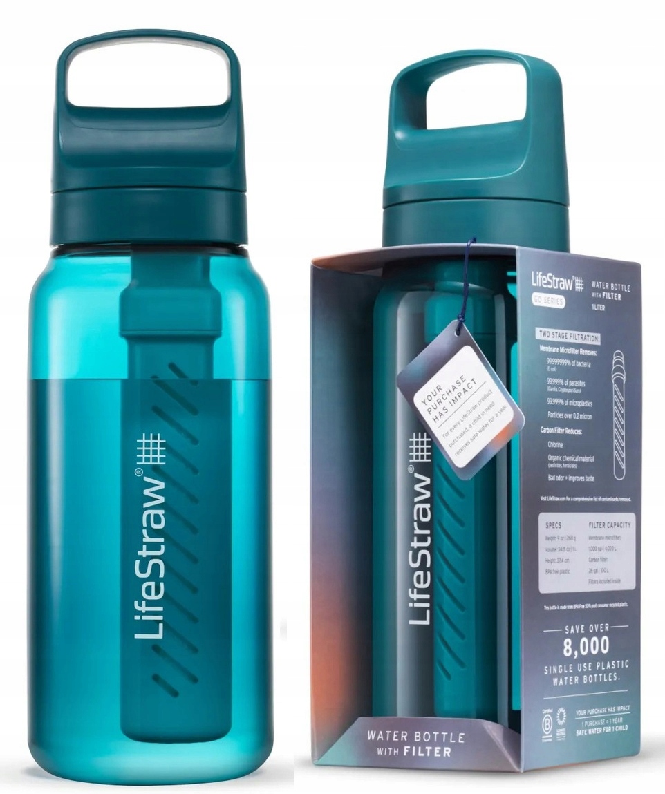 Butelka Filtrująca Bidon na Wodę LifeStraw Go 2.0 / 1L 1000ml Turkusowy