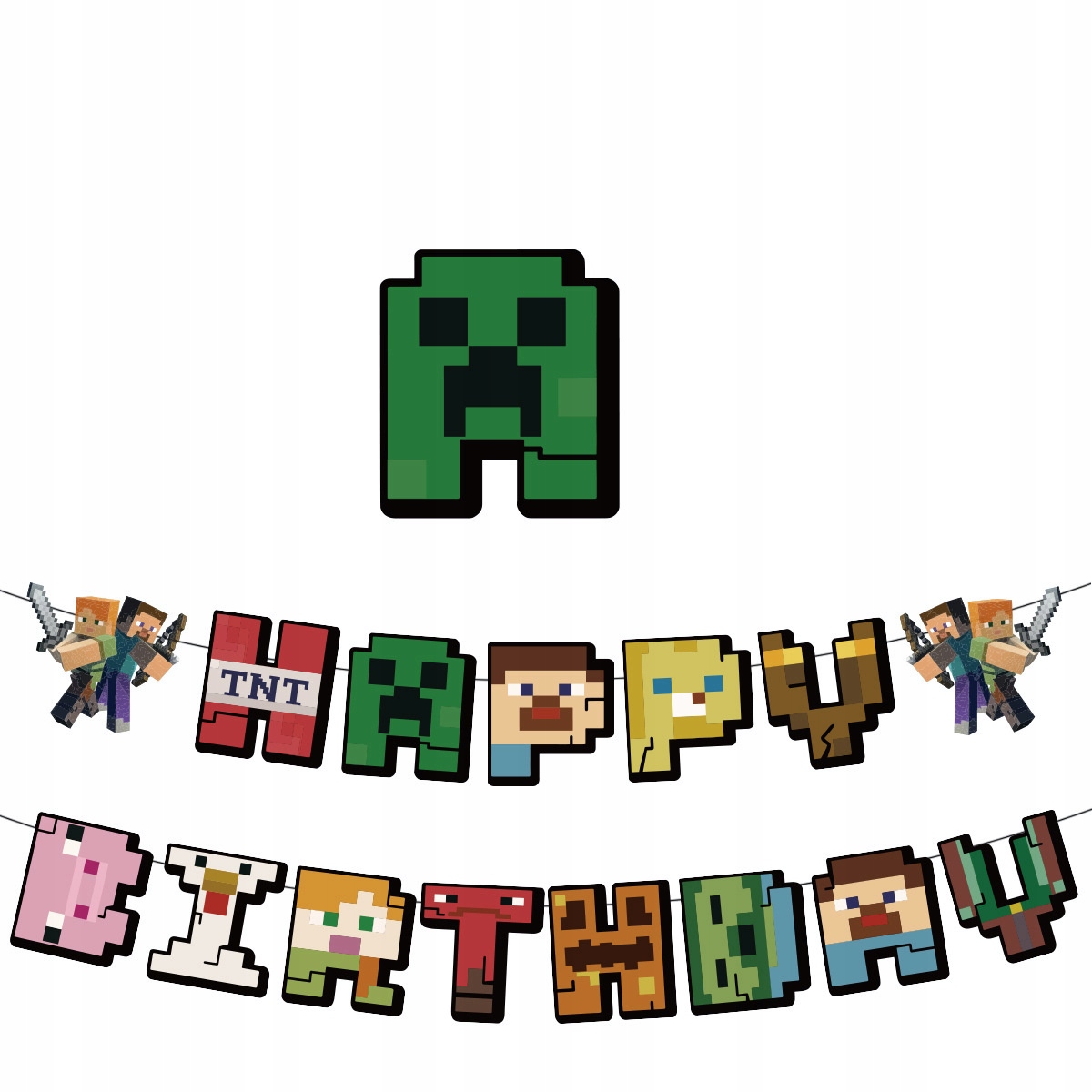 Girlanda papierowa Minecraft Happy Birthday (1 szt)