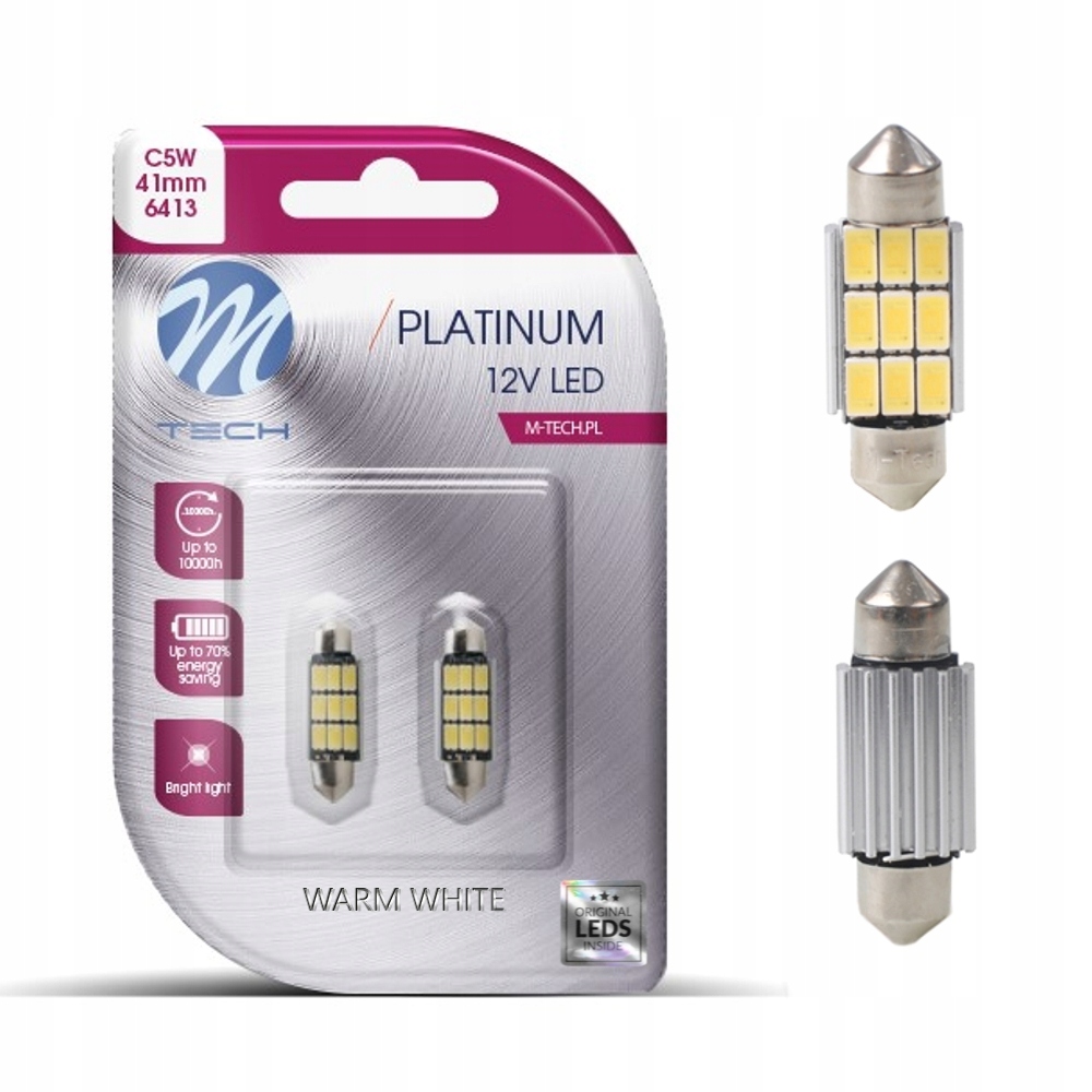 C5W C10W Dioda M-Tech Led 41mm 3lata Ciepła Biel