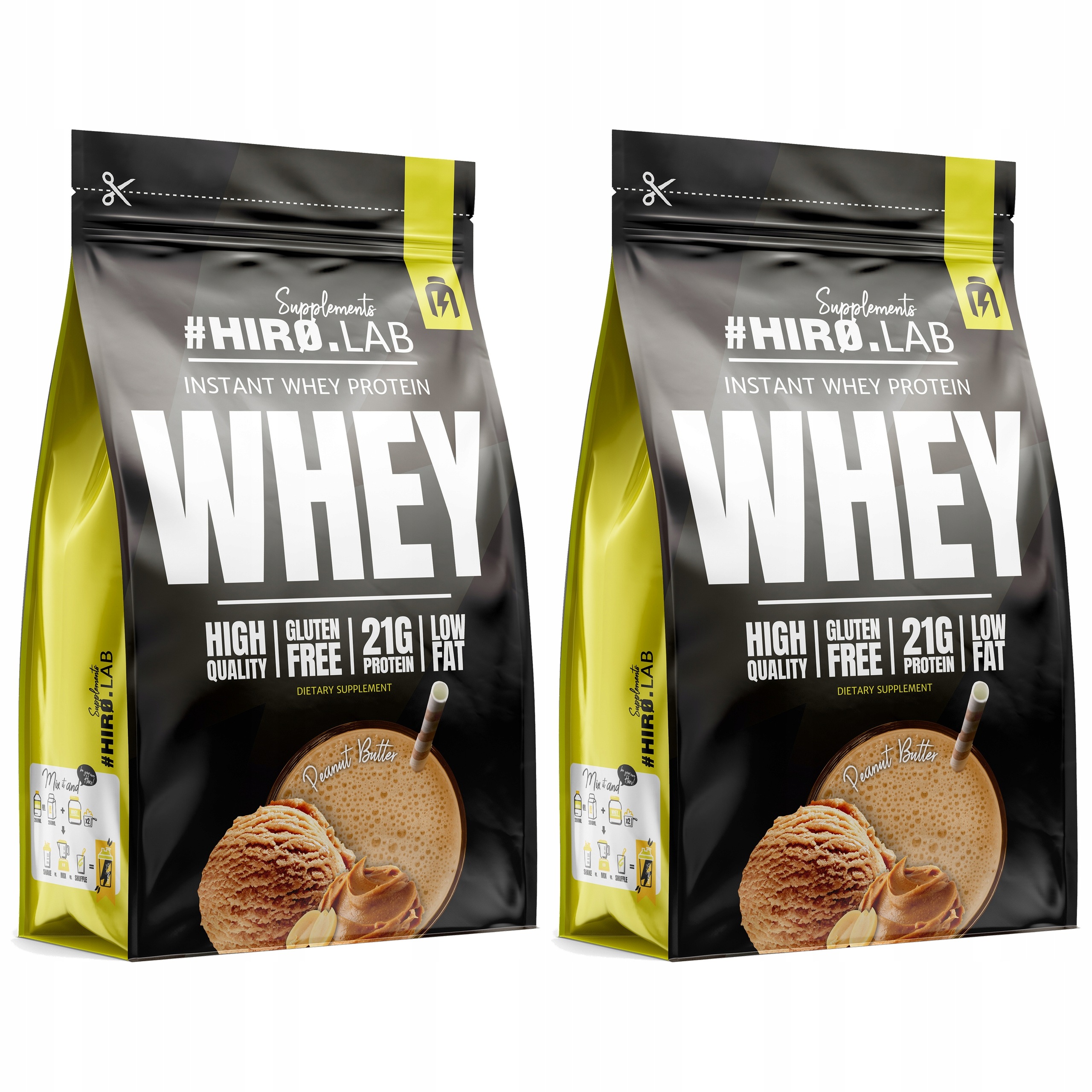 2x Hiro.Lab Instant Whey Protein 750g Protein Wpc Arašídový Krém