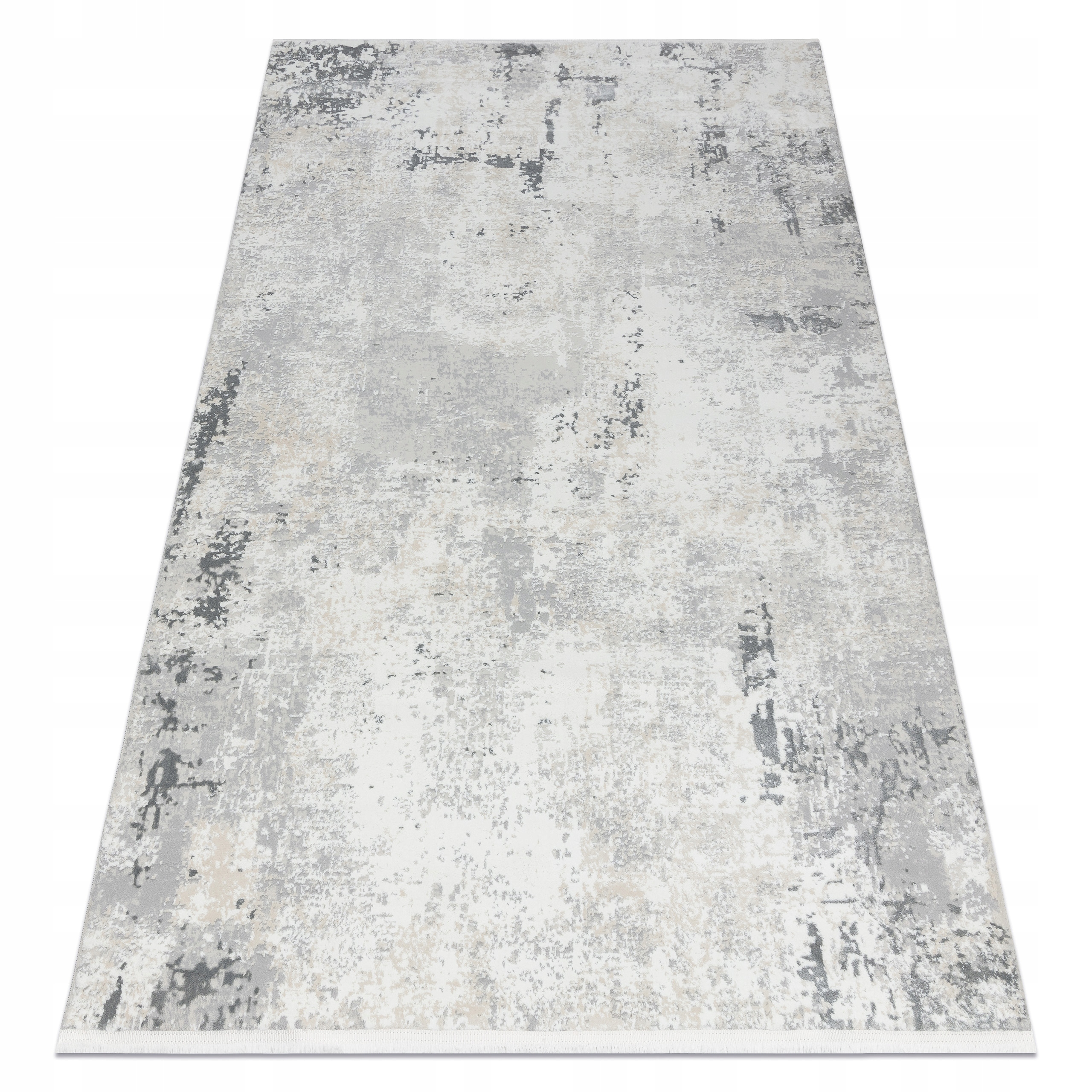 Koberec do Obývacího Pokoje Moderní Beton šedý kámen dvouúrovňové třásně 160x220 cm