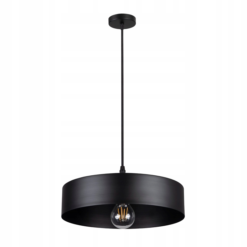 

Lampa wisząca zwis klosz pełny plafon duży czarna
