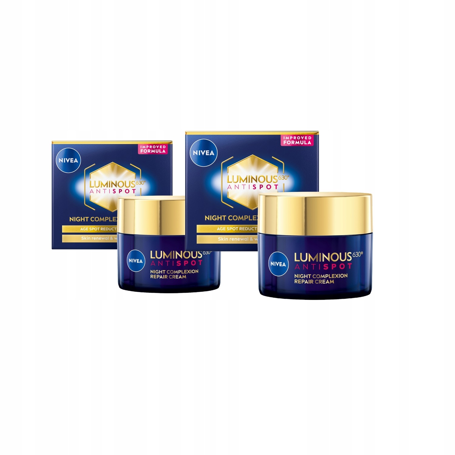 Nivea Luminous Regenerujący Krem do twarzy na noc na przebarwienia 50ml x2