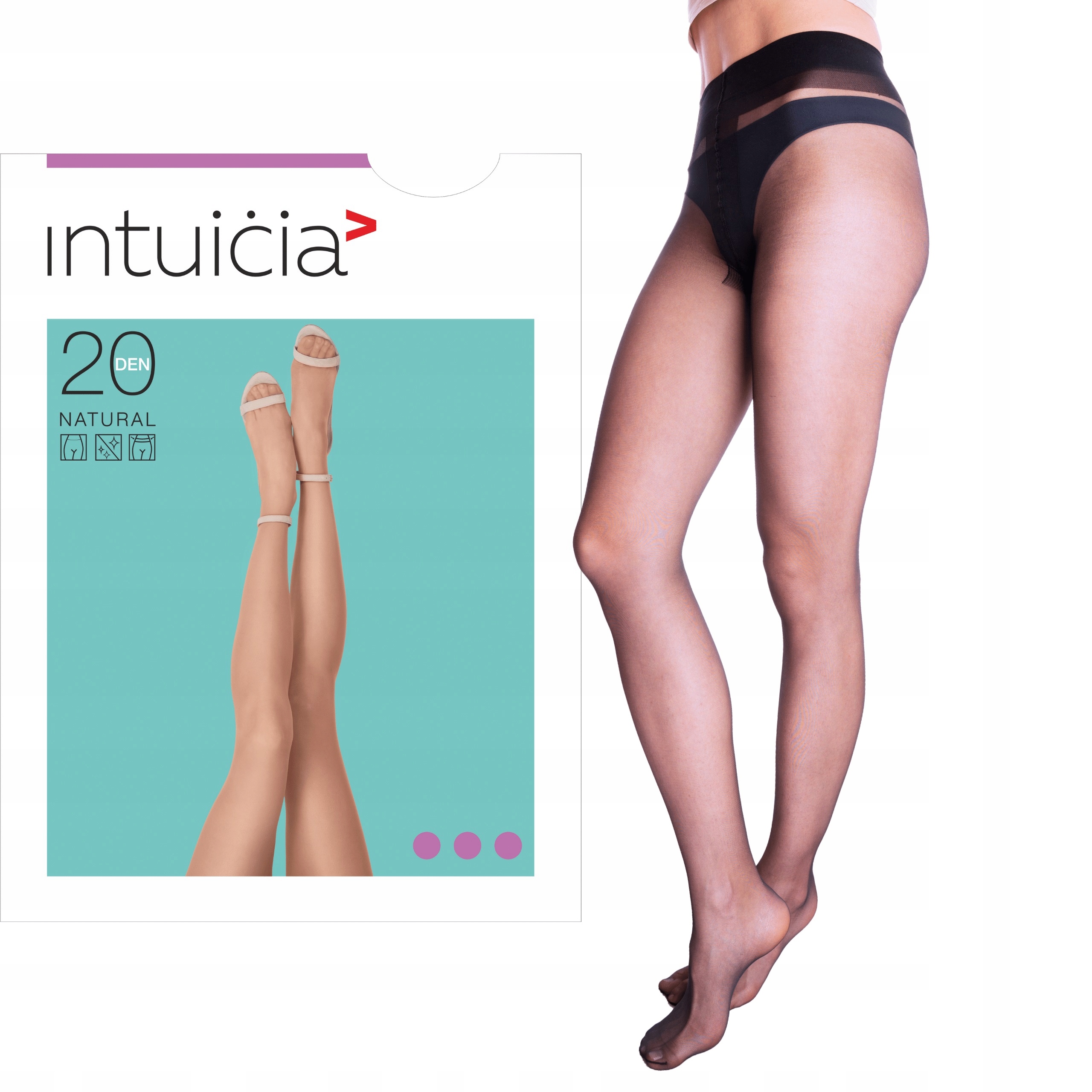 

Rajstopy czarne Natural 20 Den t-band Intuicia r.4