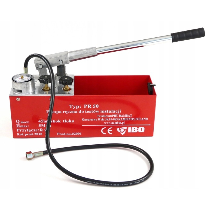 Ruční Pumpa Pro Zkoušku Tlaku V Instalaci Ibo PR-50