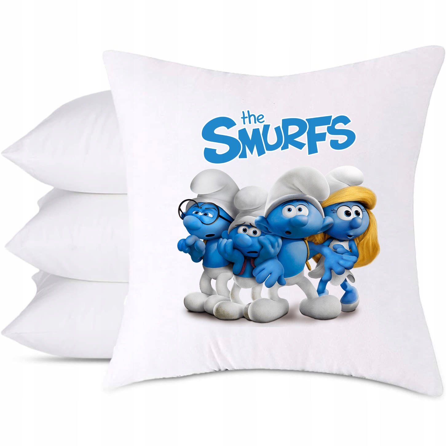 

Poduszka Biała Dekoracyjna wzór Smerfy 01