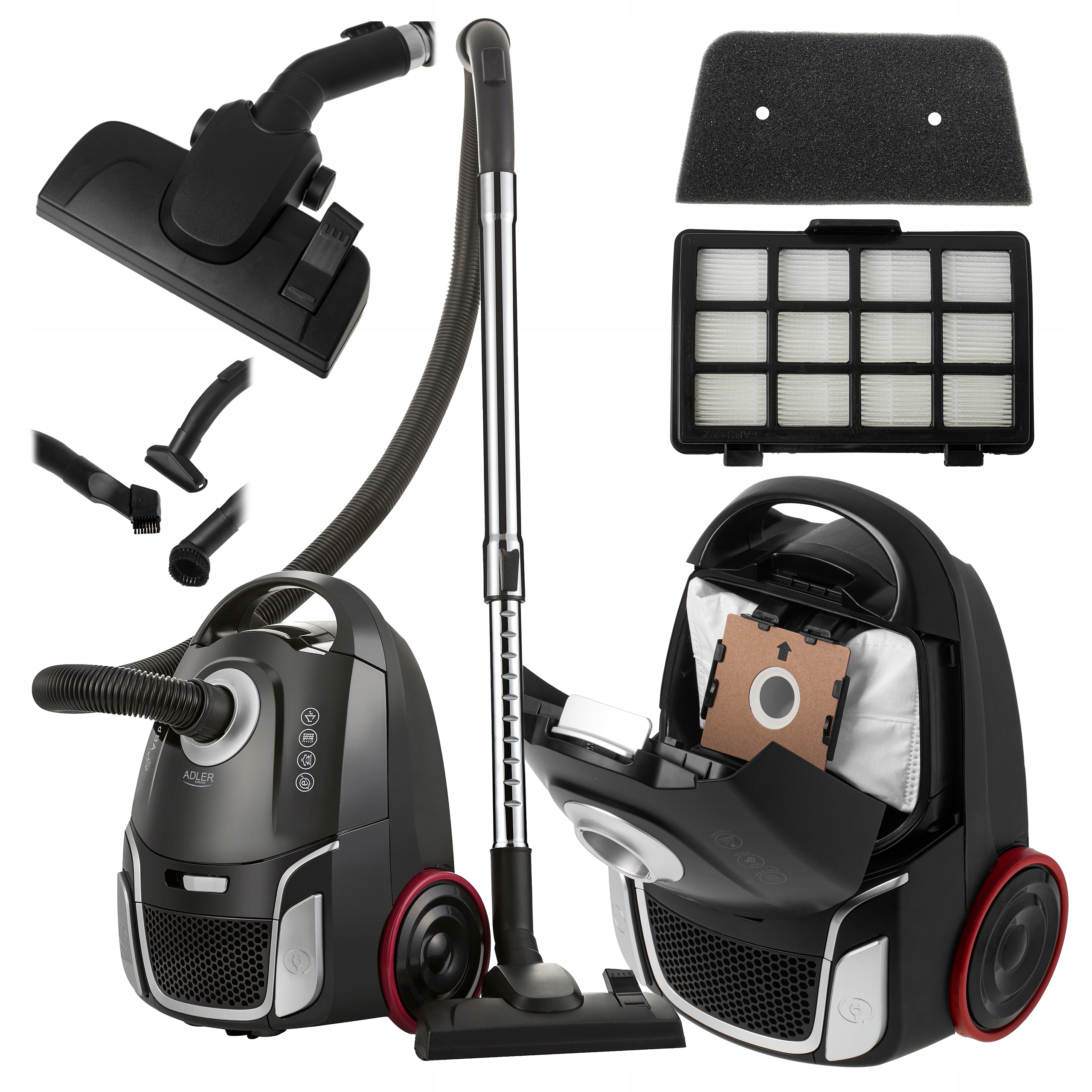 Odkurzacz Workowy Tradycyjny Filtr Hepa Dla Alergików Do Dywanów 2200W 65dB