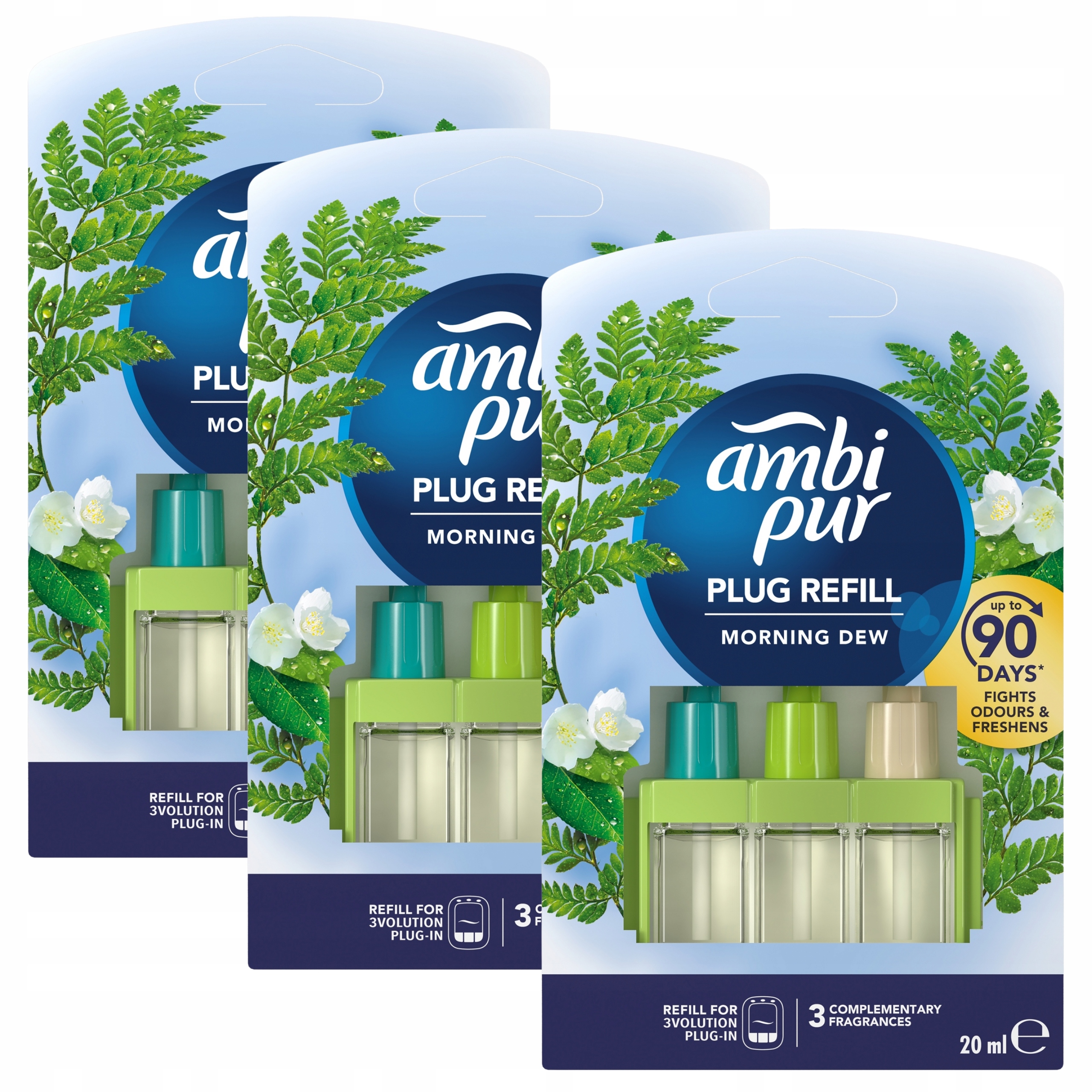 3x Náplň do osvěžovače vzduchu Ambi Pur 3Volution Morning Dew 20 ml