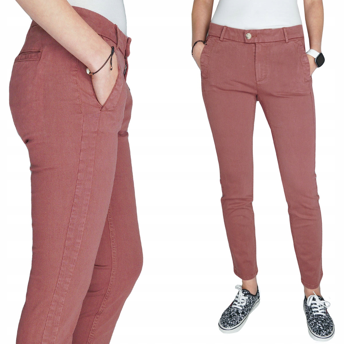 

Esprit Spodnie Chino Tencel Brudny Róż Reg. S 36