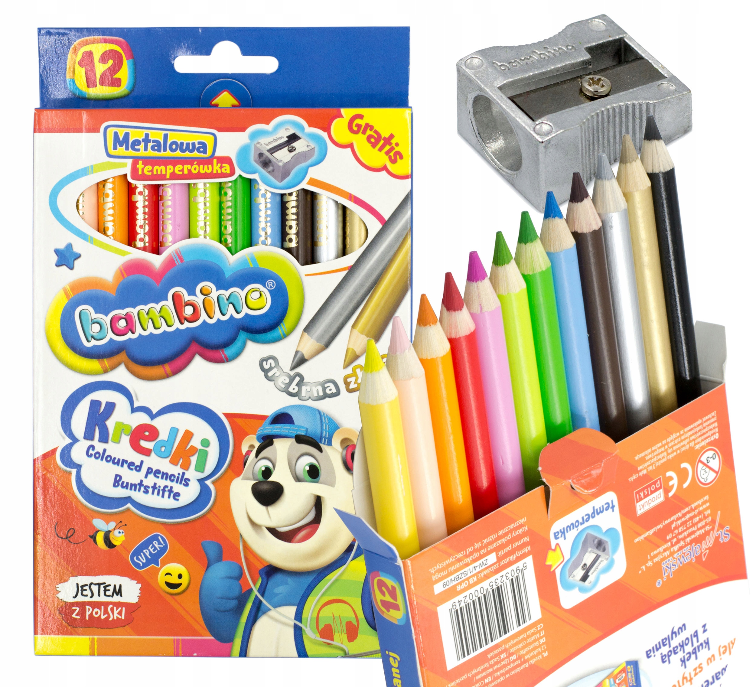 

Kredki szkolne Bambino grube temper.