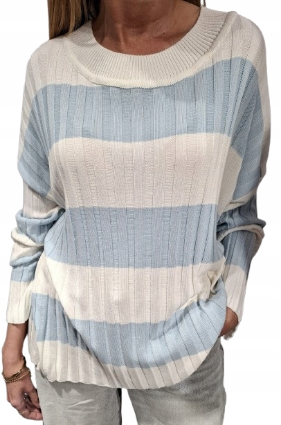 Cocomore Pruhovaný svetr s modrými pruhy bílý tenký Novinka