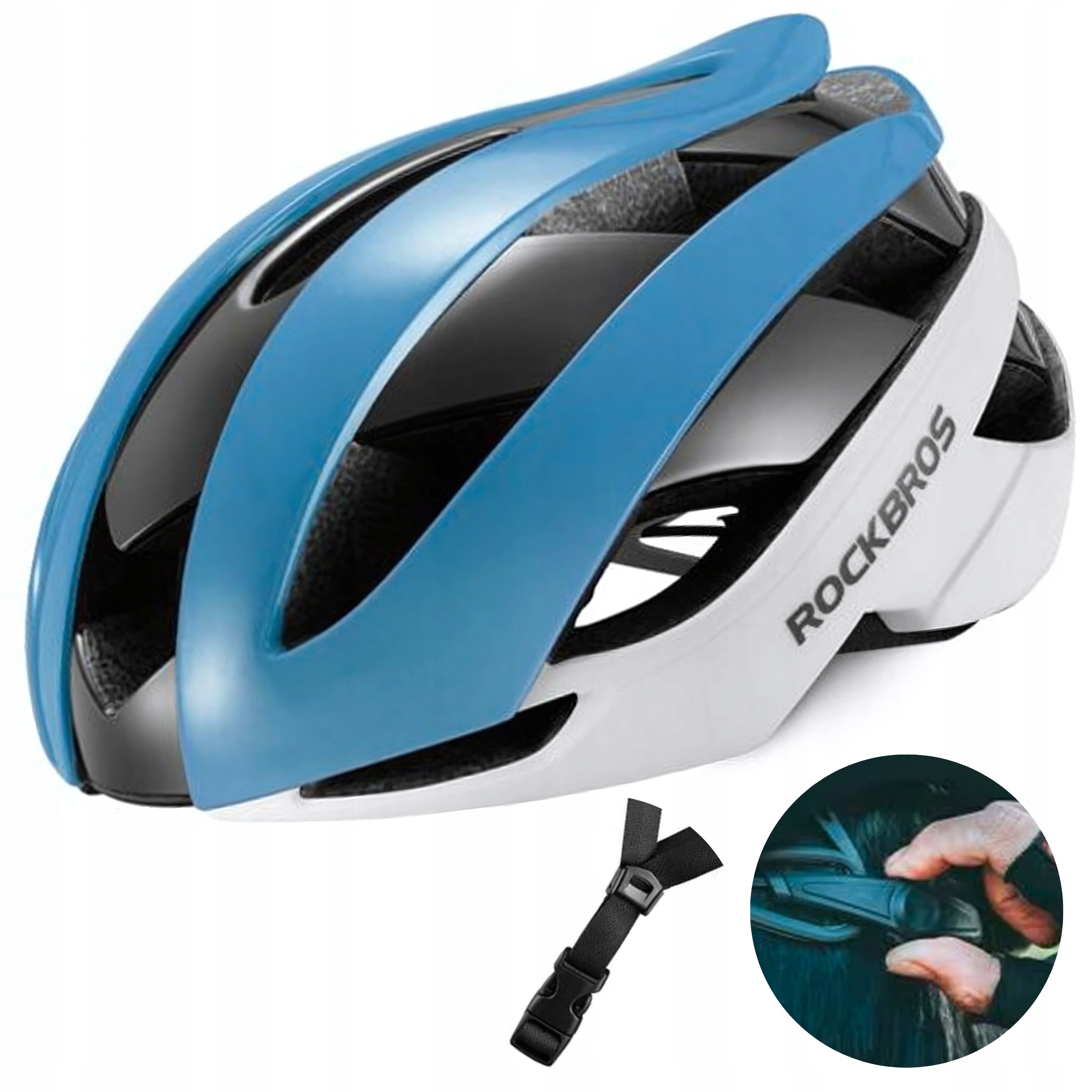 Cyklistická přilba Rockbros Městský Mtb Silniční Vel M 55-59 Cm Modro-bílá