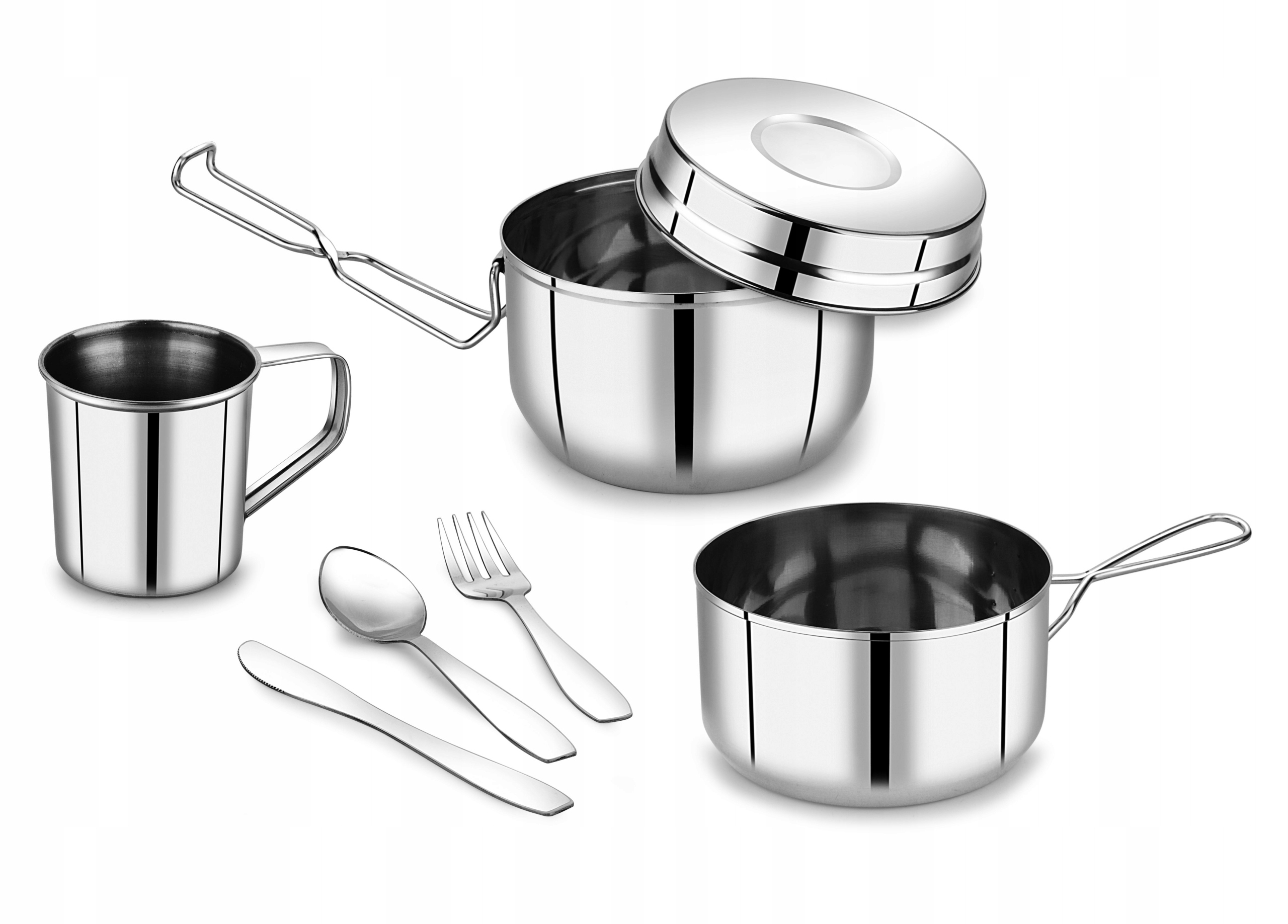 MENAŻKA TURYSTYCZNA HARCERSKA STALOWA GANEK RONDEL KUBEK NIEZBĘDNIK NÓŻ EAN (GTIN) 4945870150133