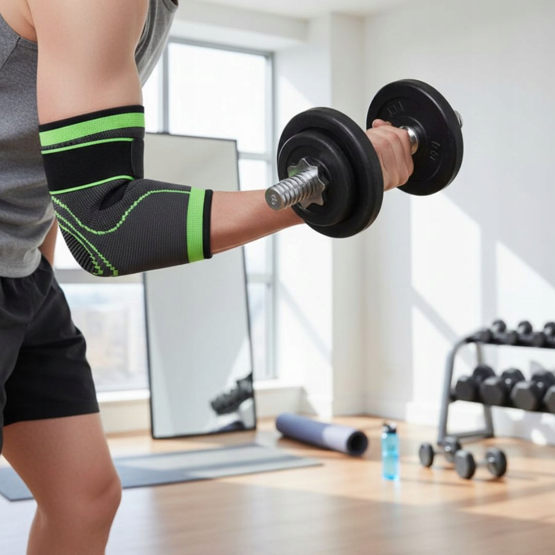 STABILIZATOR ŁOKCIA ORTEZA OPASKA ELASTYCZNA UCISKOWA NA ŁOKIEĆ + PASEK M/L Rozmiar M/L