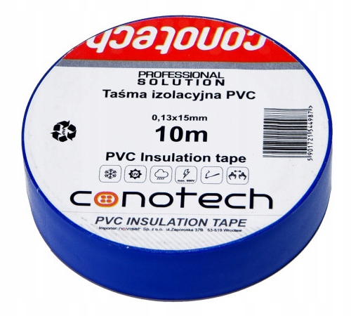Taśma izolacyjna PVC wodoodporna 10M niebieska moc