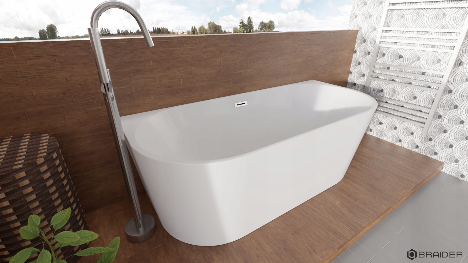 BRAIDER Wanna wolnostojąca RESTIA symetryczna 170 cm. Biała Kod producenta RESTIA III - 037