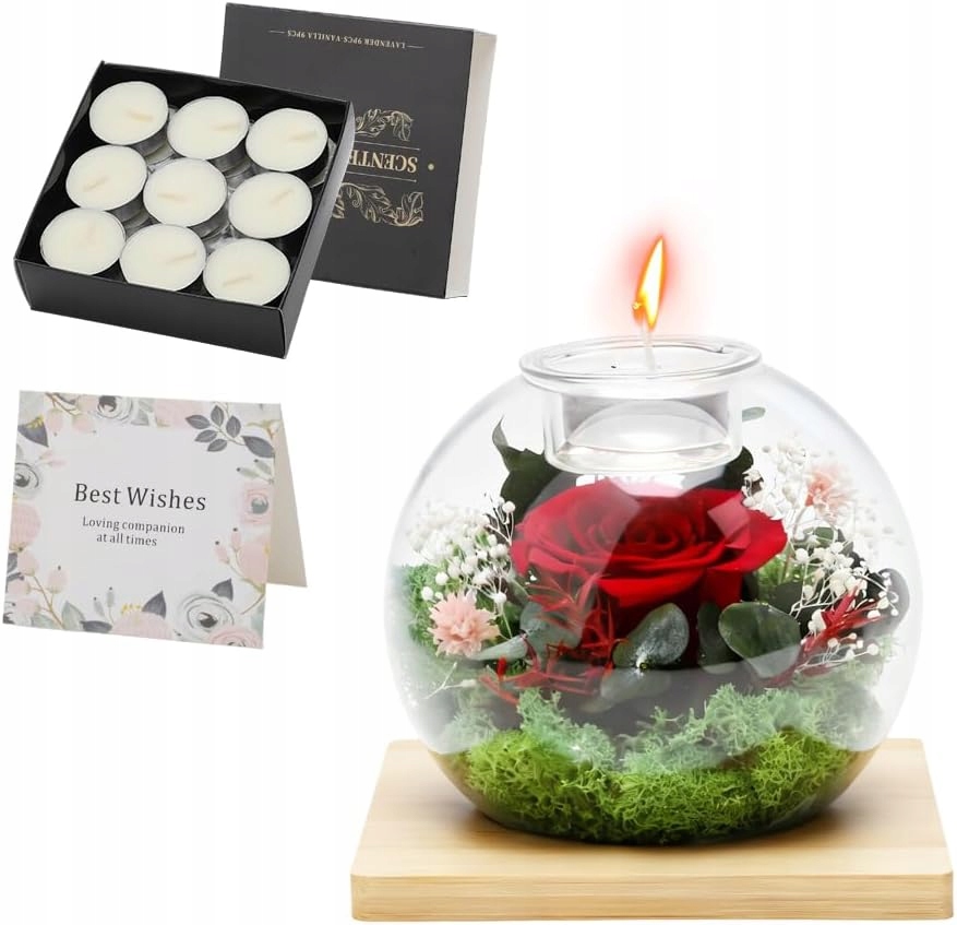 stabilizovaná růže ve skle 18 vonných svíček Dárek pro ni