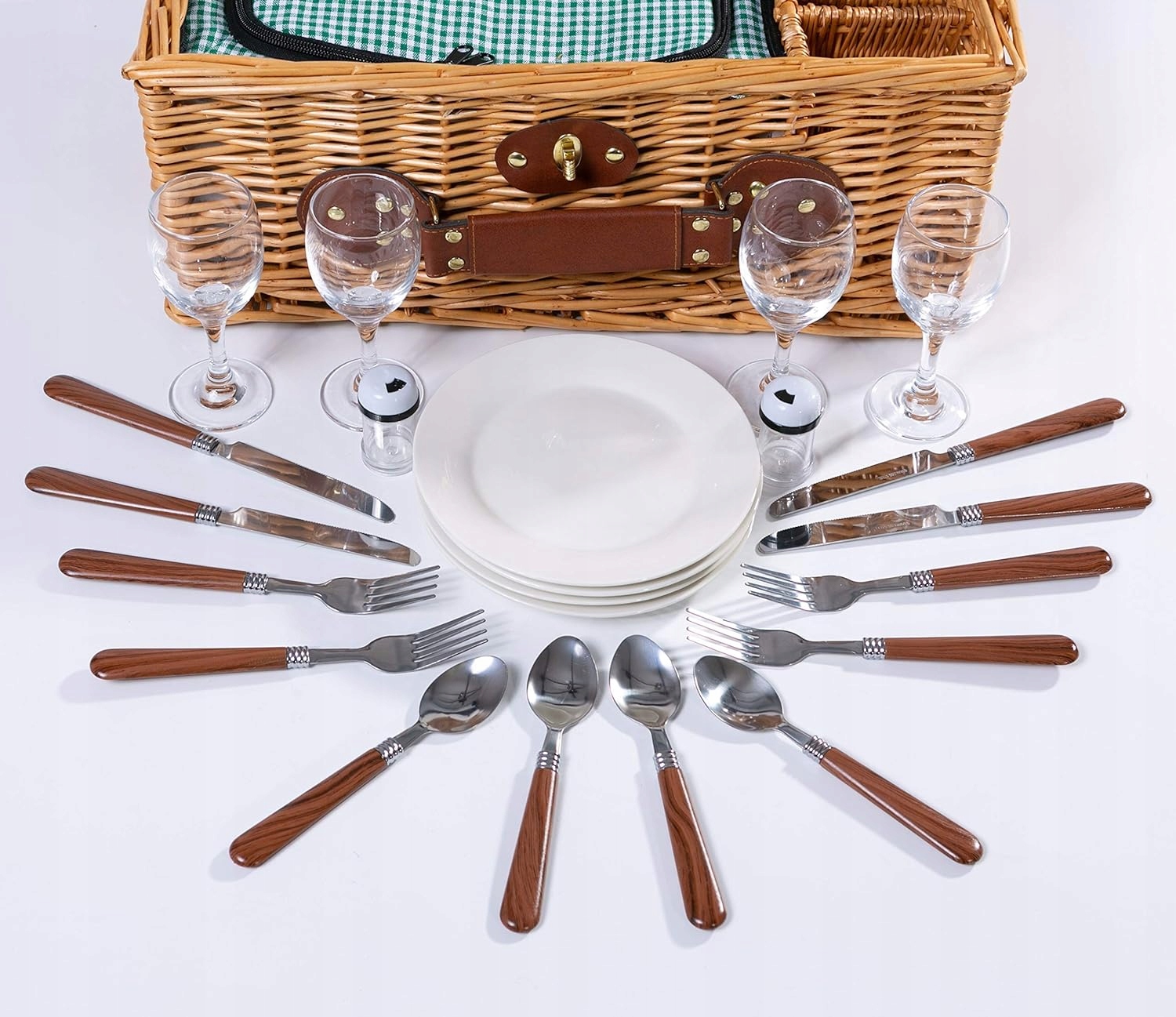 KOSZ WIKLINOWY KOSZYK PIKNIKOWY + ZASTAWA DLA 4 OSÓB + KOMORA CHŁODZĄCA Kod producenta seller