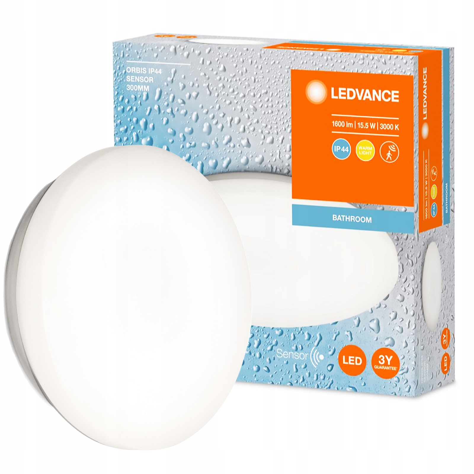 Stropní Svítidlo Led koupelnová nástěnná lampa 15.5W IP44 Snímače pohybu Ledvance