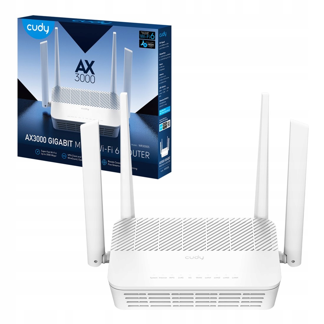 Router Mesh Wi-fi 6 Cudy WR3000S AX3000 Gigabit Dual-band Vpn Mu-mimo Mesh