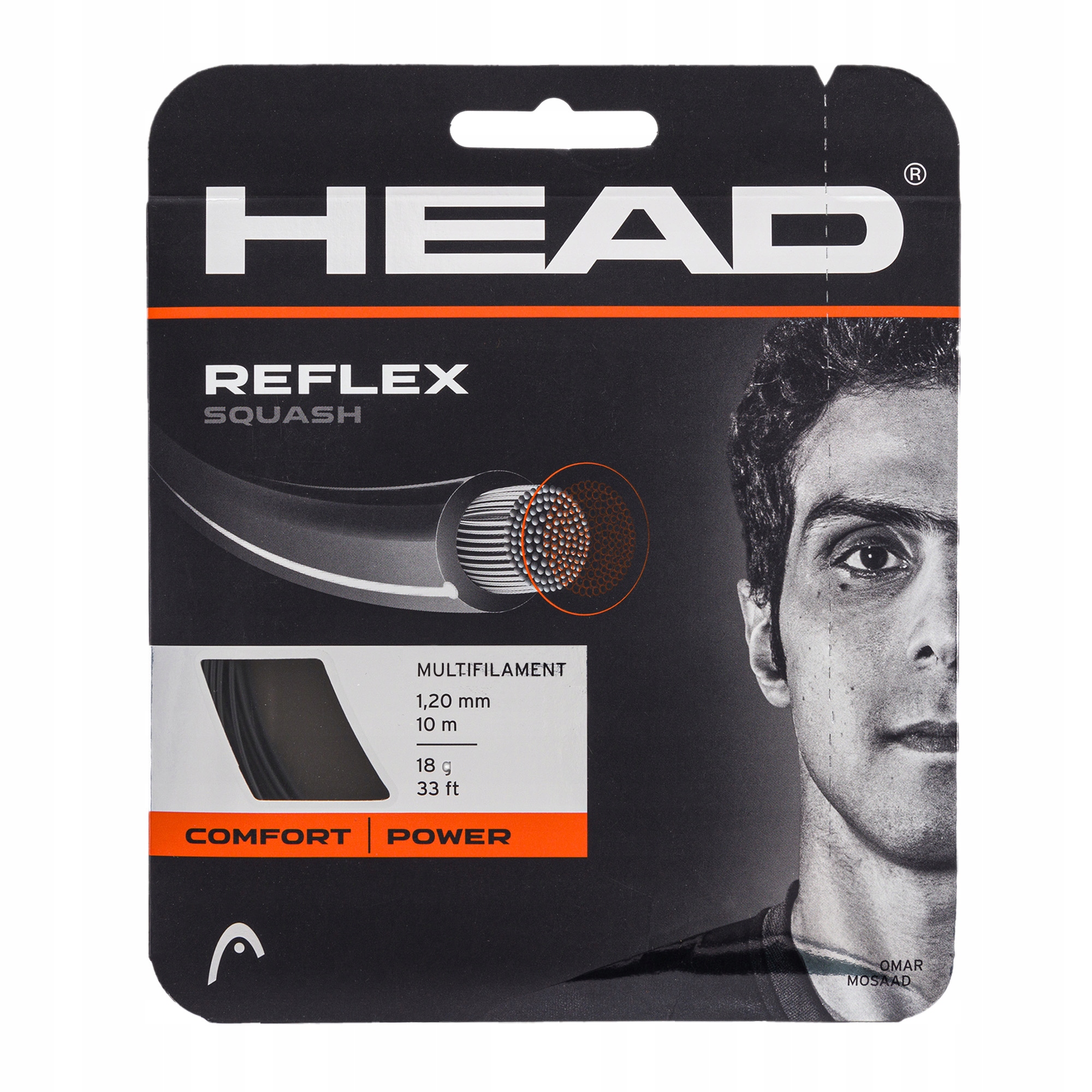 Naciąg do squasha HEAD sq Reflex Squash 10 m żółty 281256 1.20 mm