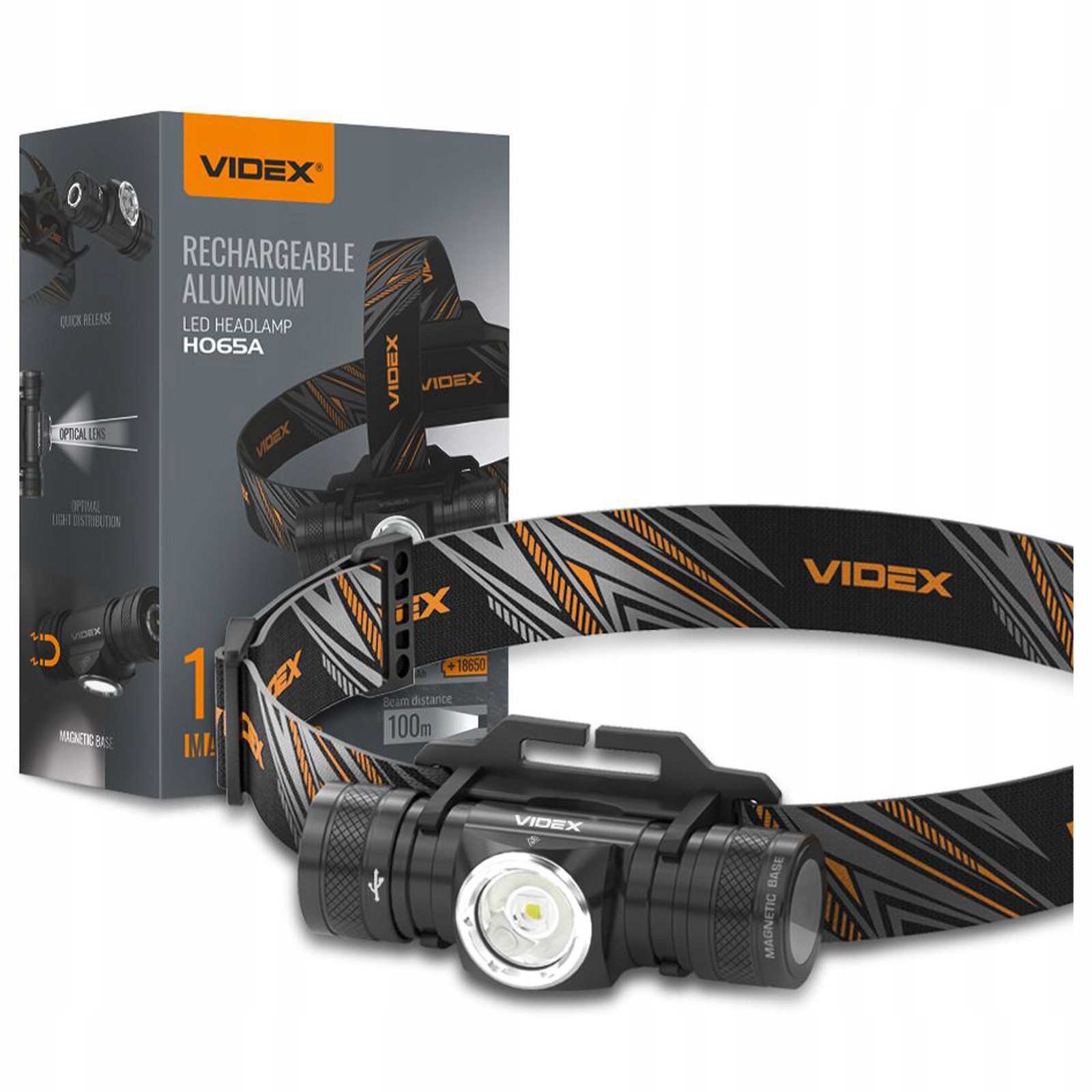 Latarka Czołowa Led Czołówka Mocna Videx Wodoodporna Taktyczna Wojskowa