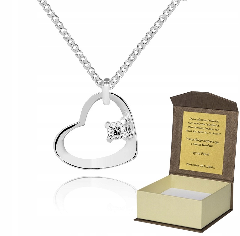 925 Stříbrný Řetízek 45 cm Srdce Věnování P3Z52
