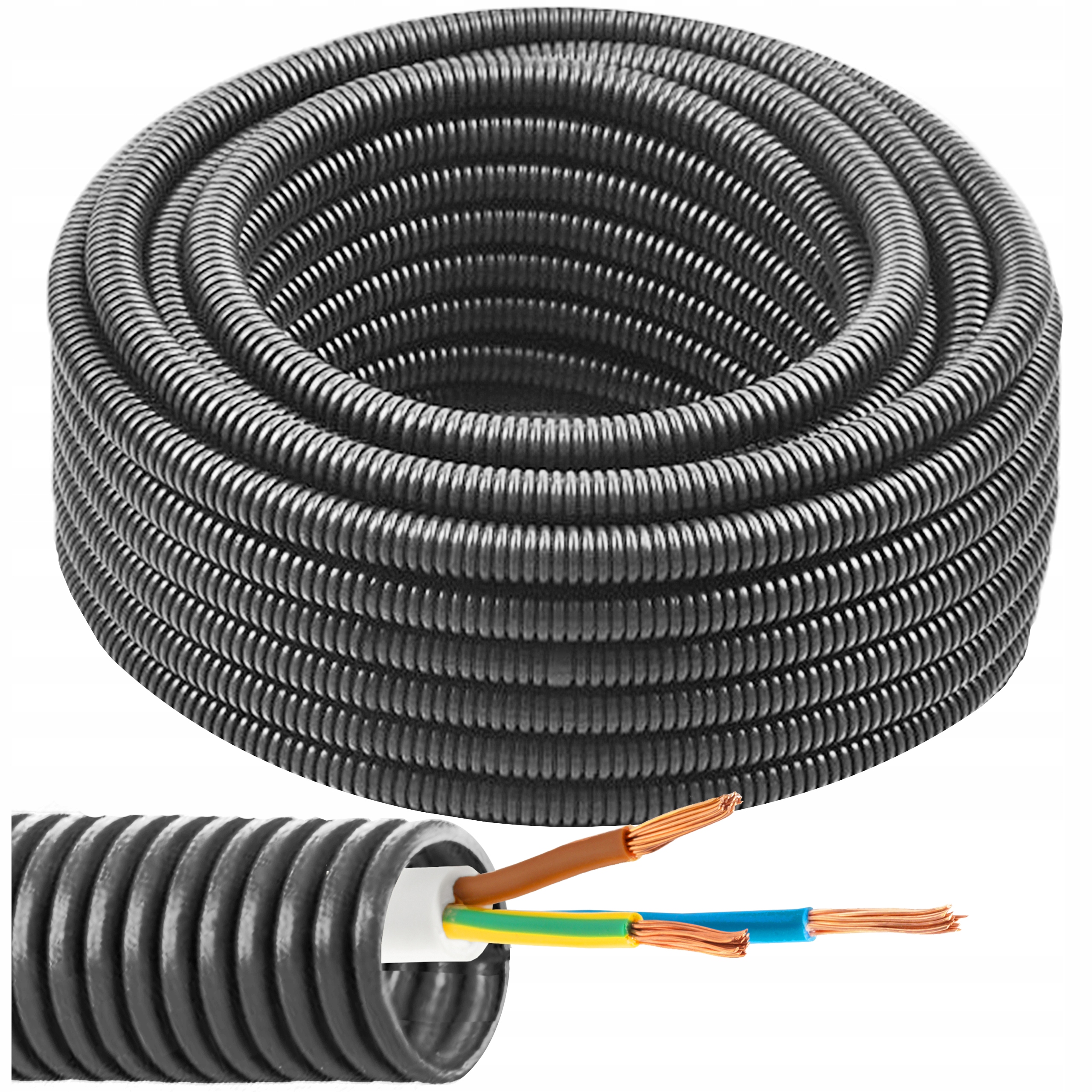 Husí Krk Pro Kabely vodičů chránič kabelů šedá Pvc 32/25 320N kotouč 25m