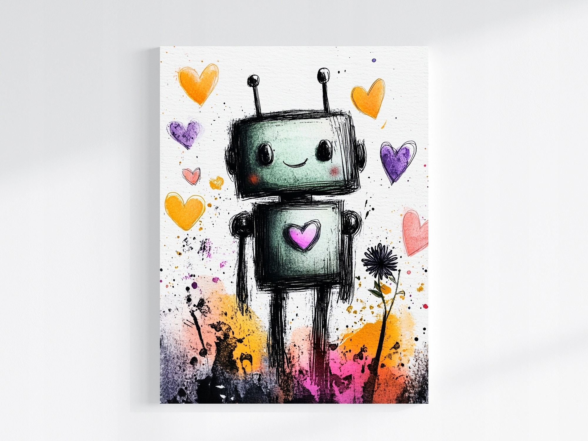 Obraz Na Plátně Canvas Grafika Portrét Robot Android Srdíčko 60x80