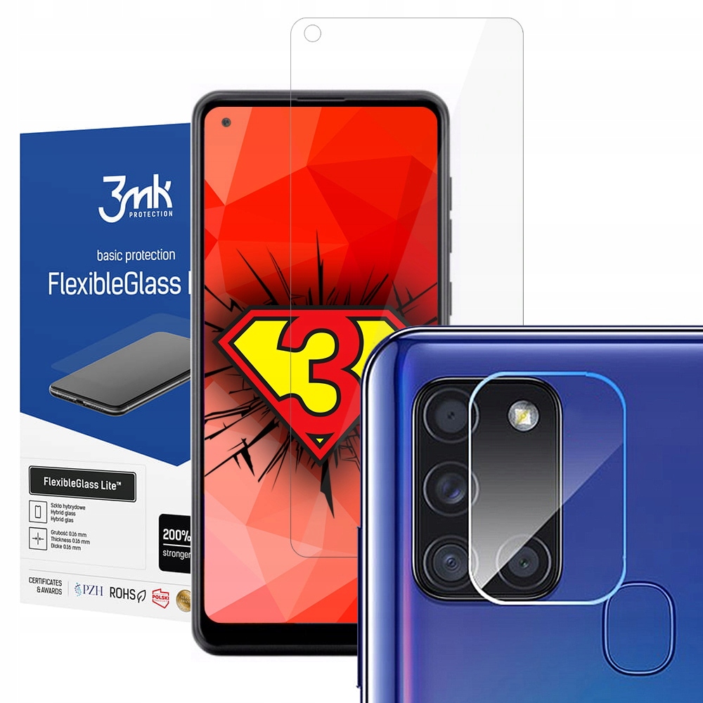

Szkło hybryda 3mk +szkło 9H aparat na Galaxy A21s